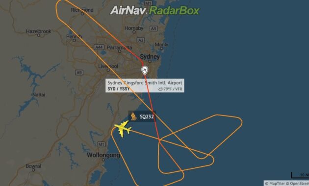 Singapore Carriers A380 got back to Sydney not long after flight